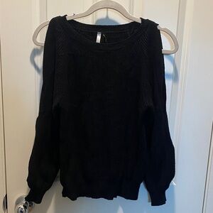 Chic Open Sleeve Black Sweater